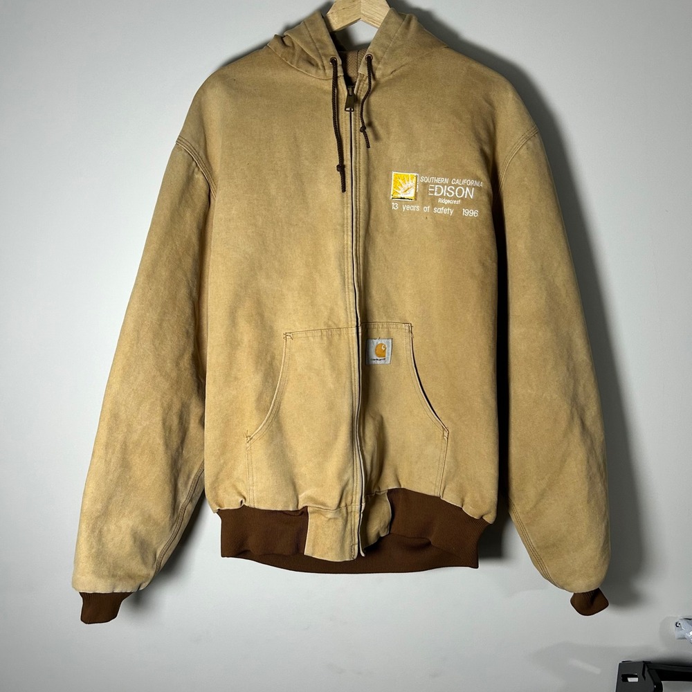 Carhartt Active Jacket Mens XL Tall Tan JR116 Thermal Lined Canvas 1996 Vintage
